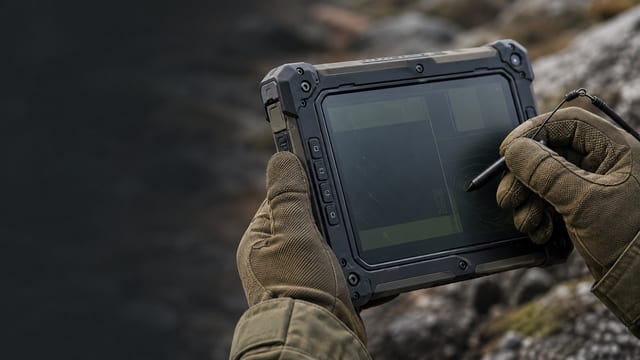 Gloved stylus interaction with a rugged handheld display
