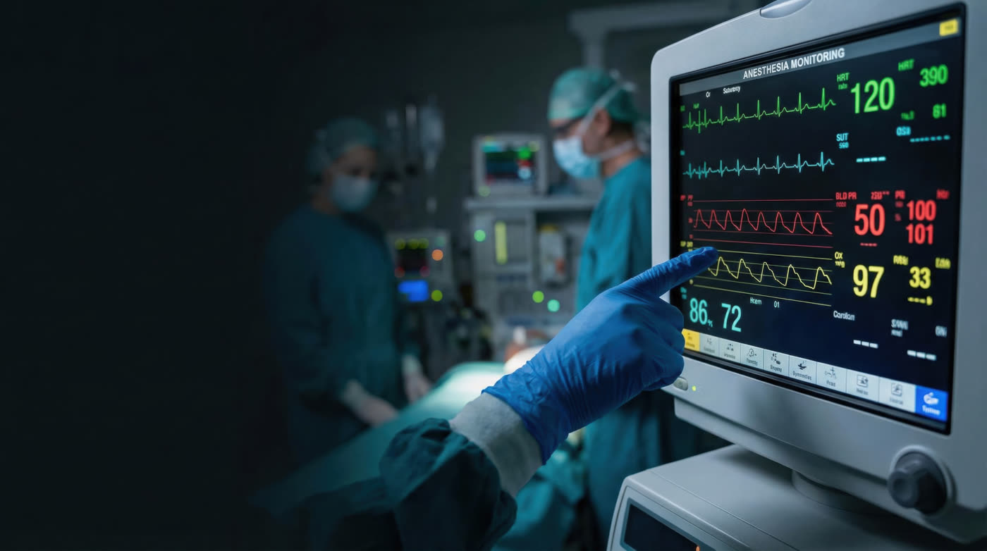 Medical team using display equipment