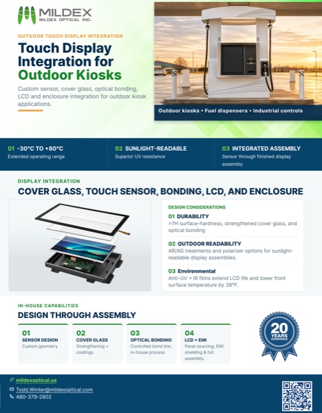 Mildex outdoor kiosk touch display integration flyer